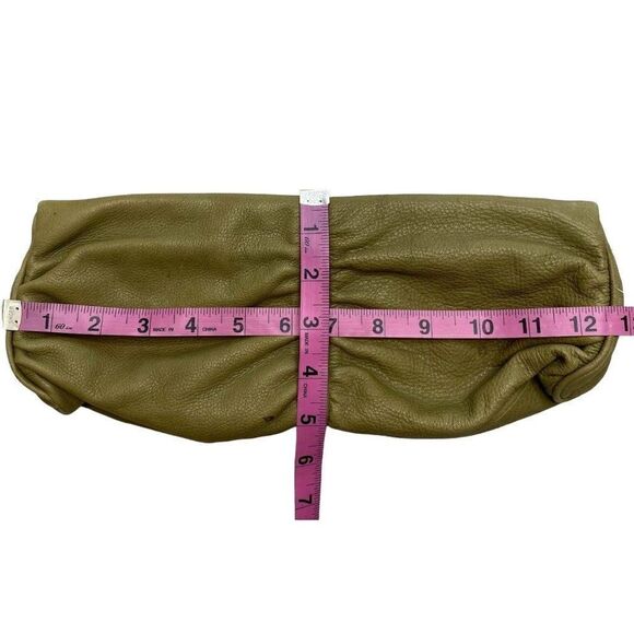‎Fossil Green Leather Gathered Envelope Clutch NEW - Picture 5 of 8